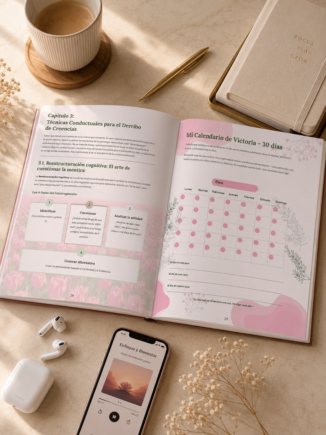 Workbook Mente Sin Cadenas junto a los audios del sistema